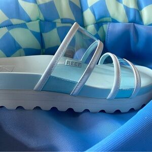 Reef Blue Chunky Sandals with Translucent Straps